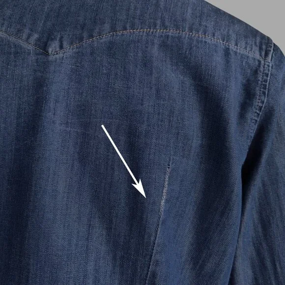 Diesel Western Distressed Chambray Snap Front Cotton Thin Soft Denim Shirt Sz S - Picture 11 of 11